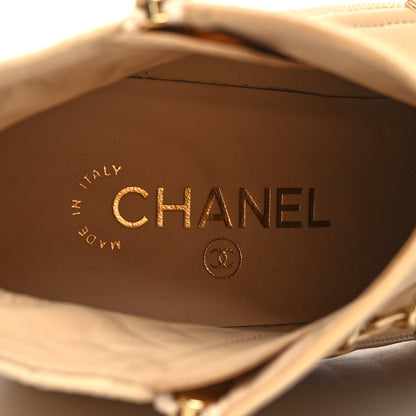 Chanel Crackled Calfskin Chain CC Short Boots 39.5 Beige 8 of 8