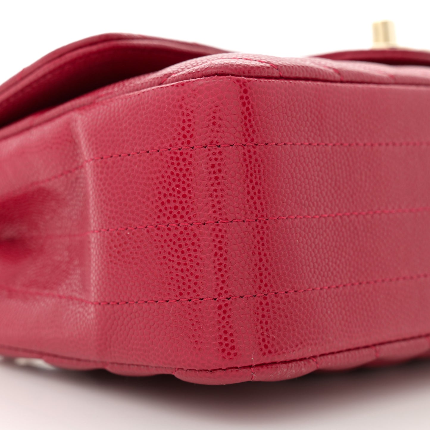 Caviar Chevron Quilted Mini Rectangular Flap Dark Red