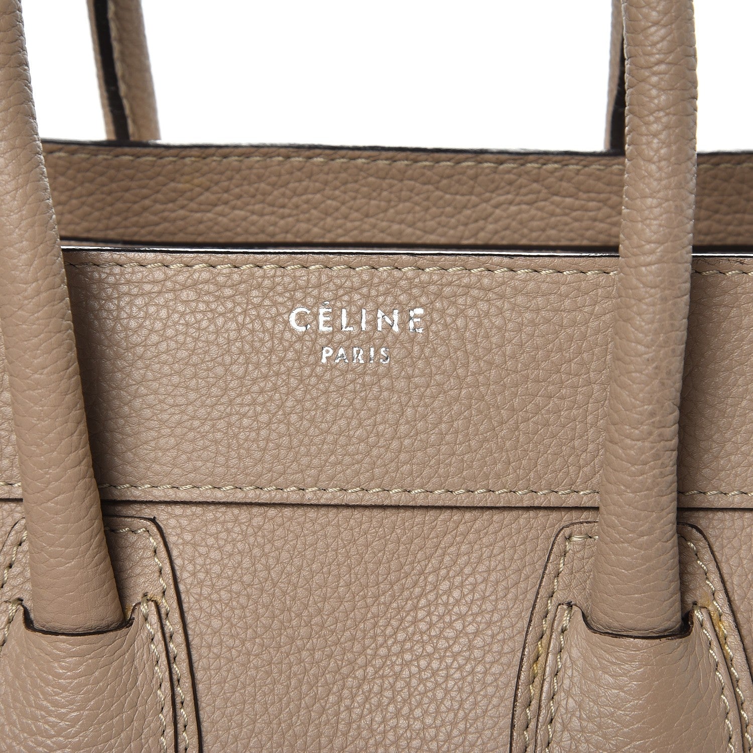Celine Drummed Calfskin Micro Luggage Dune 8 of 9