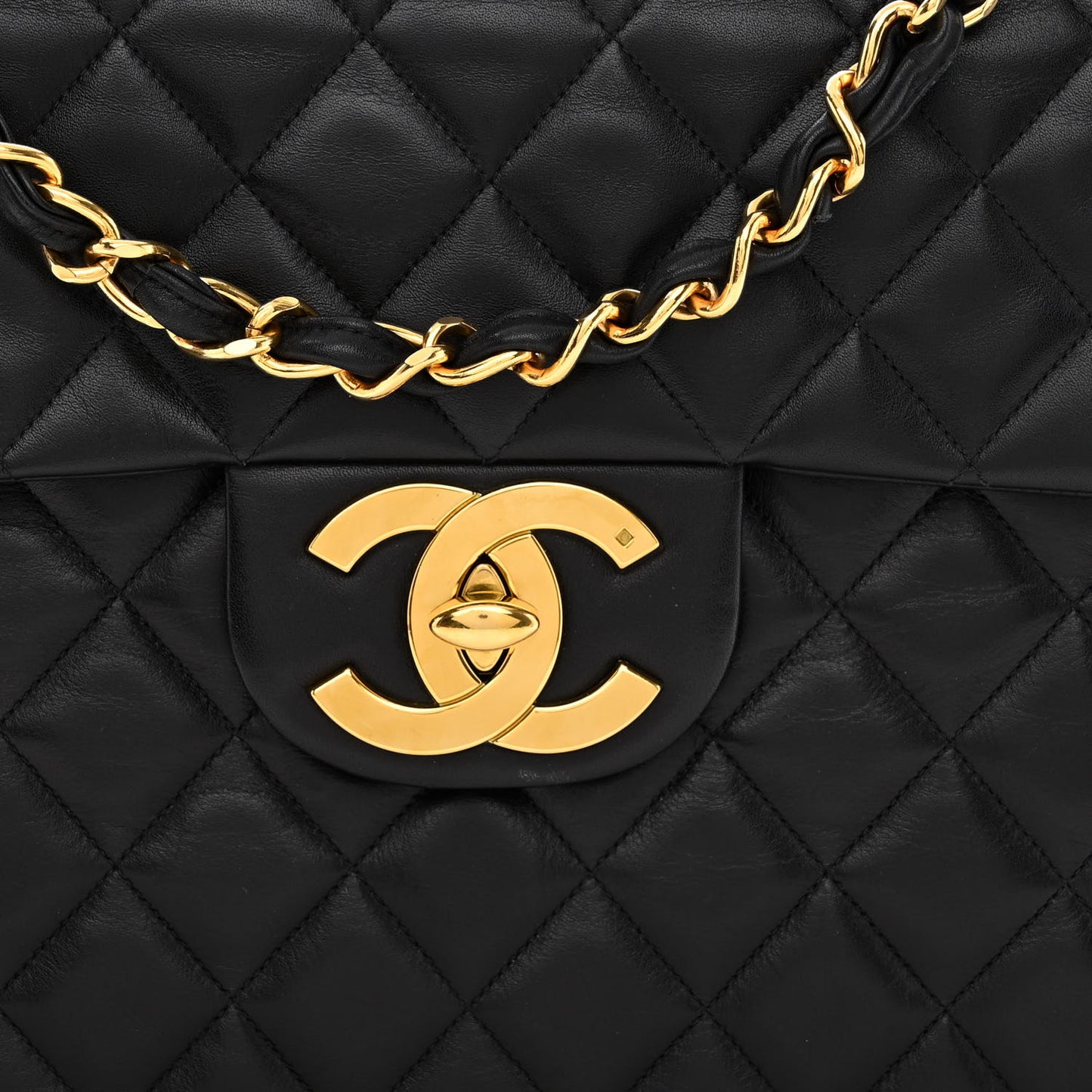 Lambskin Quilted XL Jumbo Single Flap Black