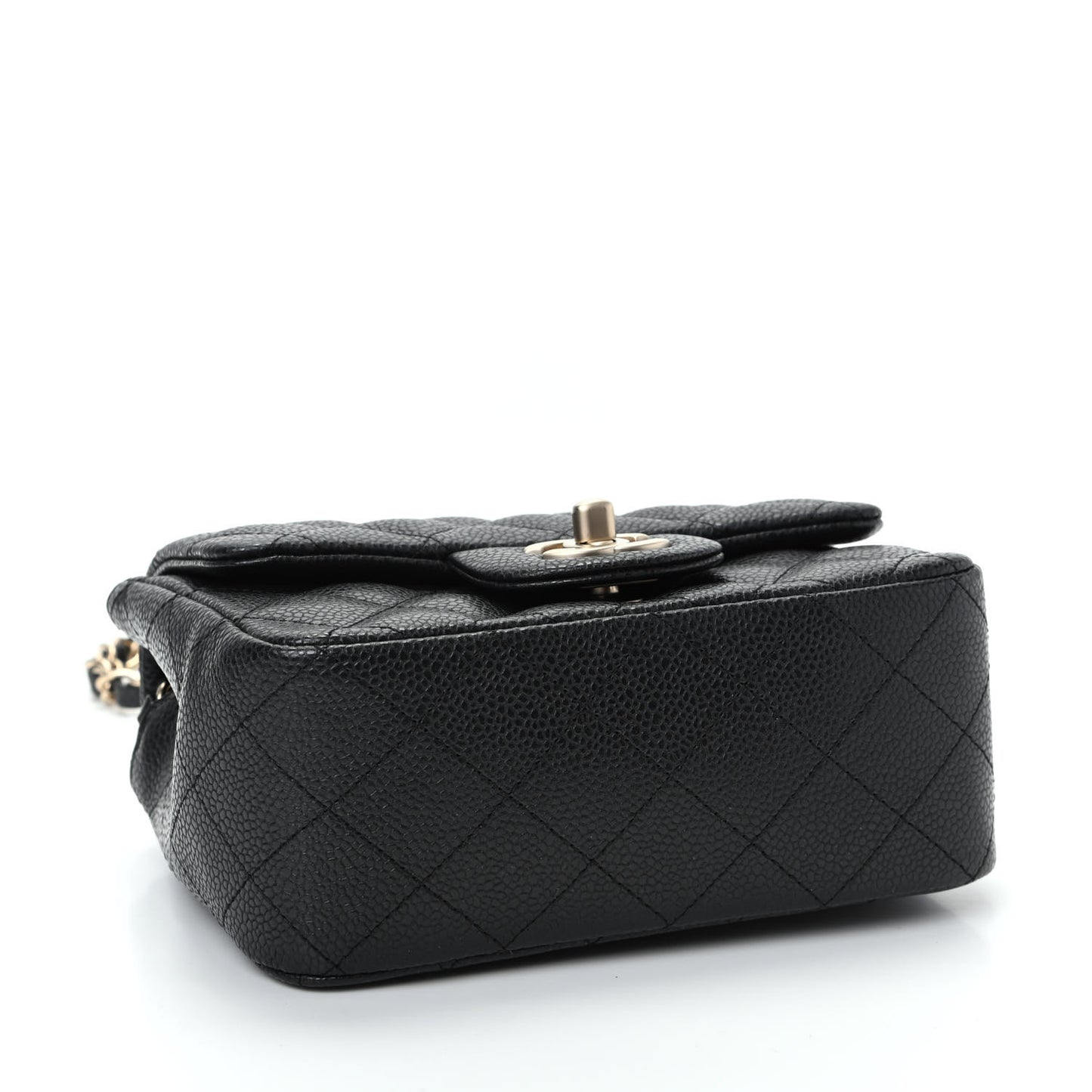 Pearly Caviar Quilted Mini Square Flap Black