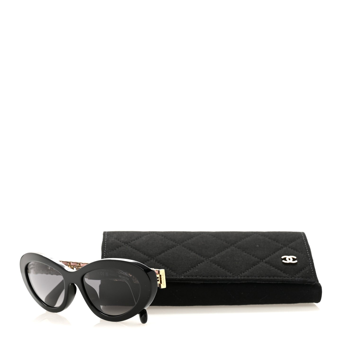 Acetate Lambskin Cat Eye Sunglasses 5538-Q-A Black Multicolor