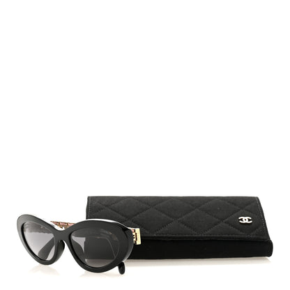 Chanel Acetate Lambskin Cat Eye Sunglasses 5538-Q-A Black Multicolor 8 of 8