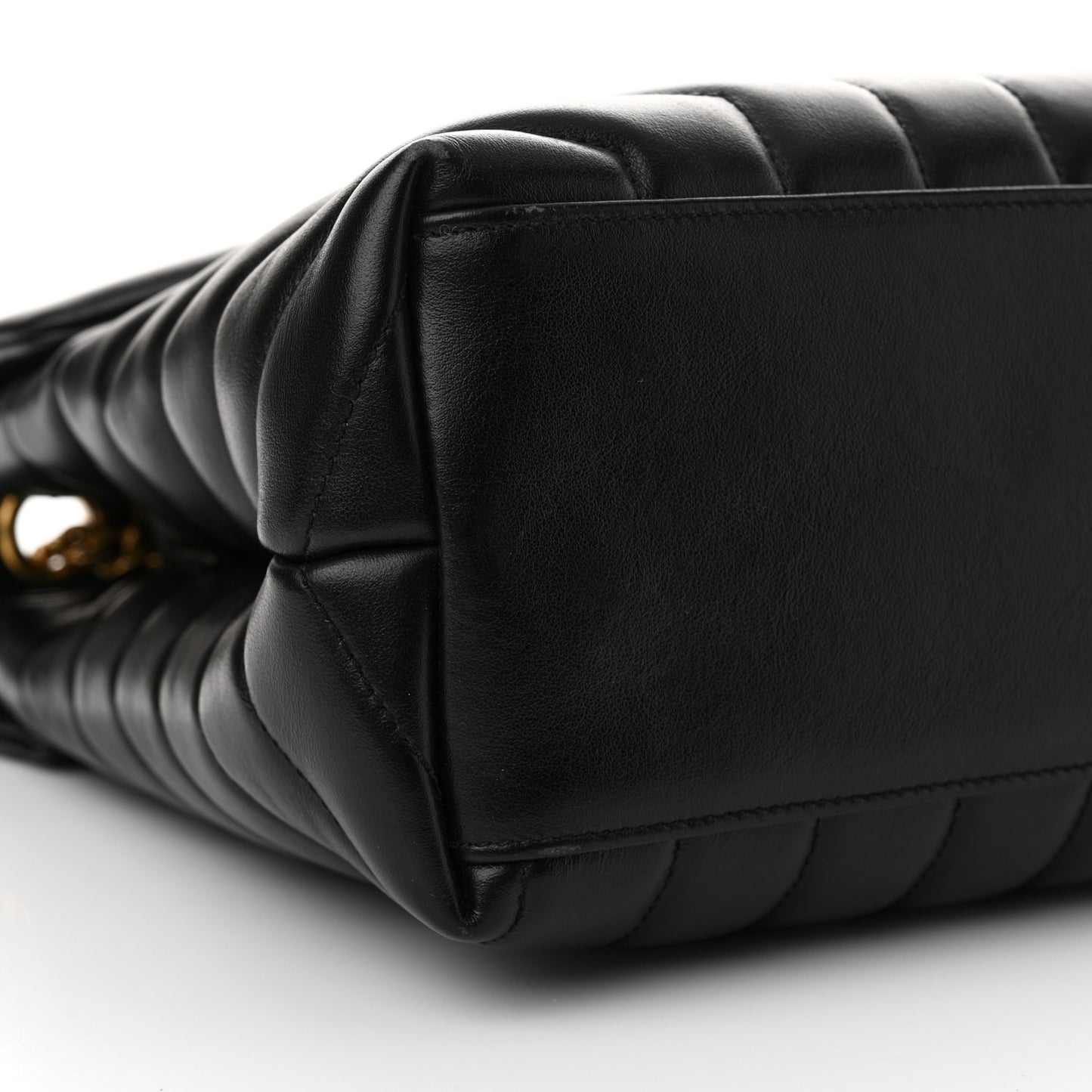 Calfskin Y Quilted Monogram Medium Loulou Chain Satchel Black