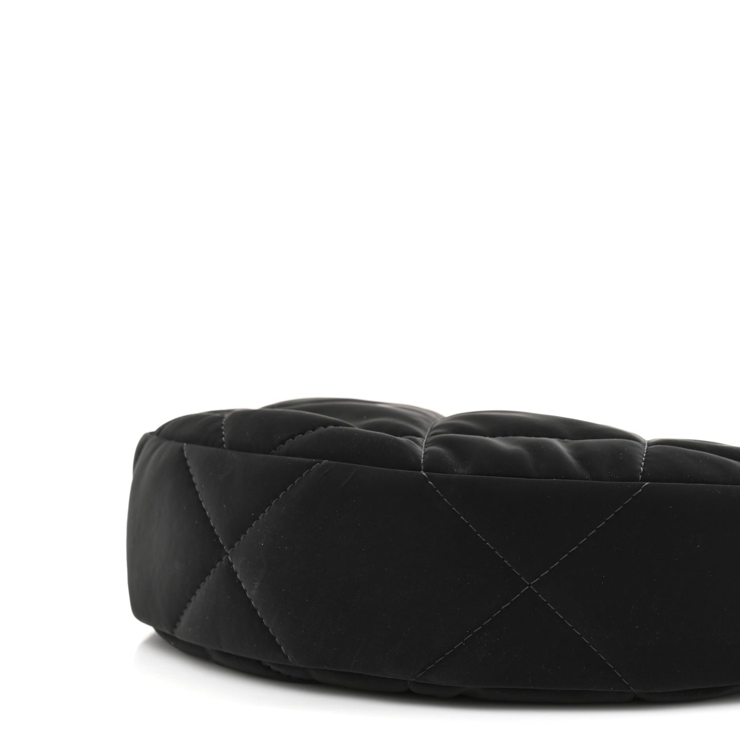 Velvet Effect Nylon Shiny Crumpled Calfskin Coco Neige Quilted Clutch With Chain Black
