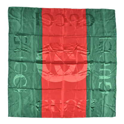 Gucci Silk Logo Square Scarf Green Red 1 of 3