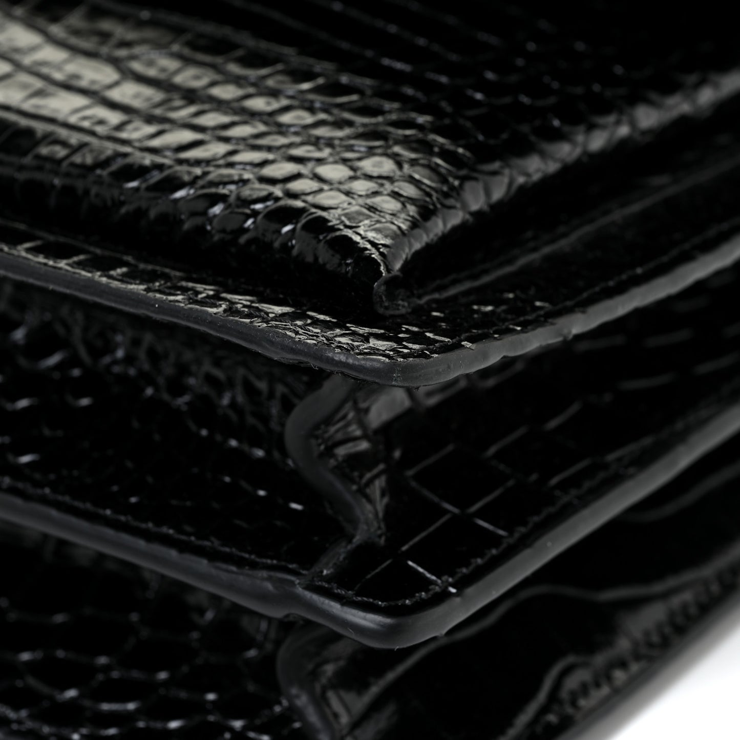 Calfskin Crocodile Embossed Medium Monogram Sunset Black
