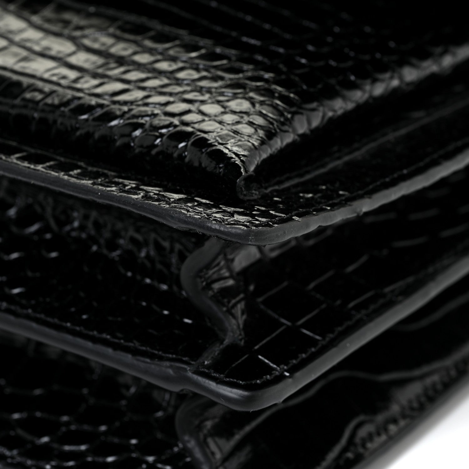 Saint Laurent Calfskin Crocodile Embossed Medium Monogram Sunset Black 14 of 16