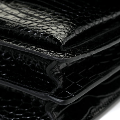 Saint Laurent Calfskin Crocodile Embossed Medium Monogram Sunset Black 14 of 16
