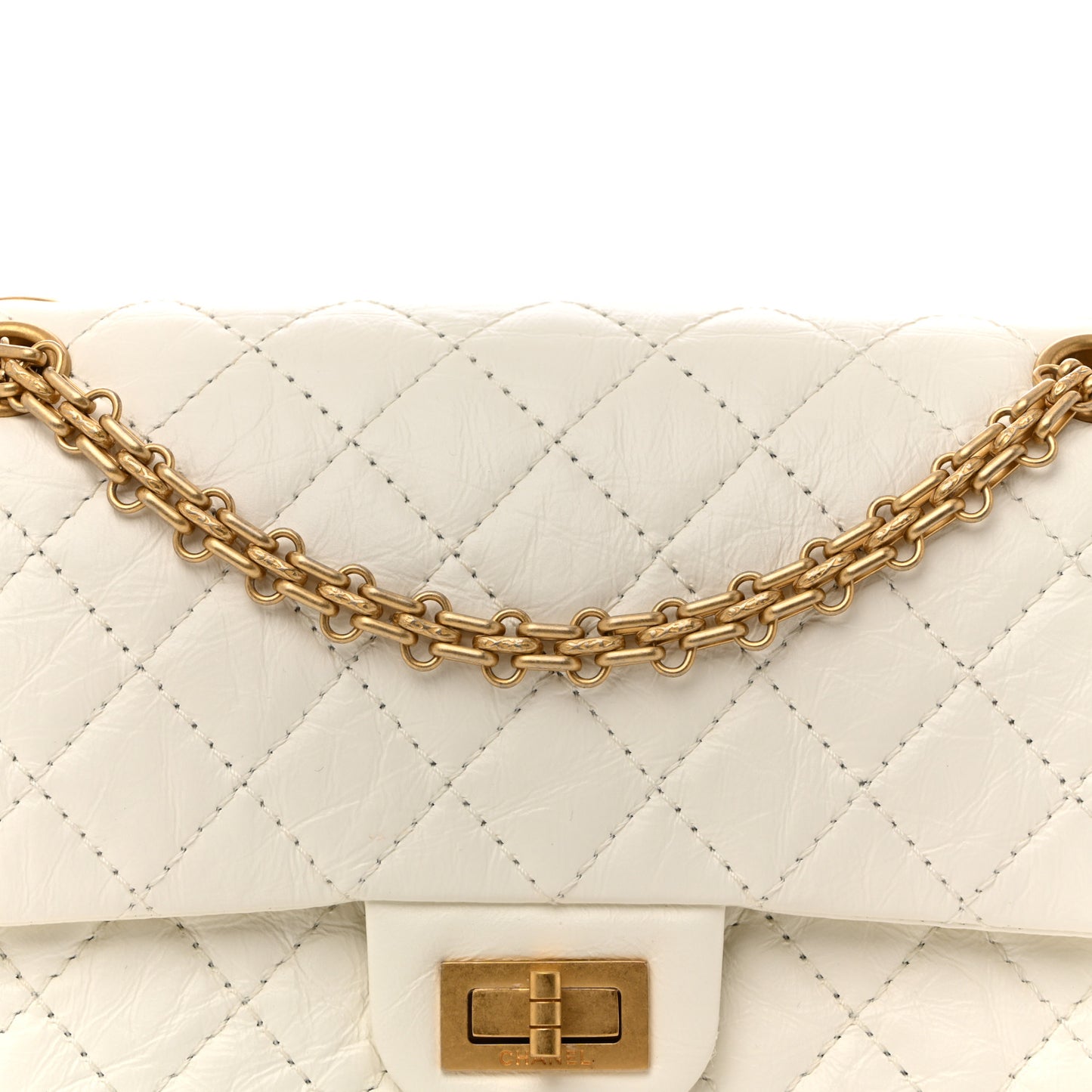Aged Calfskin Quilted 2.55 Reissue 225 Flap White