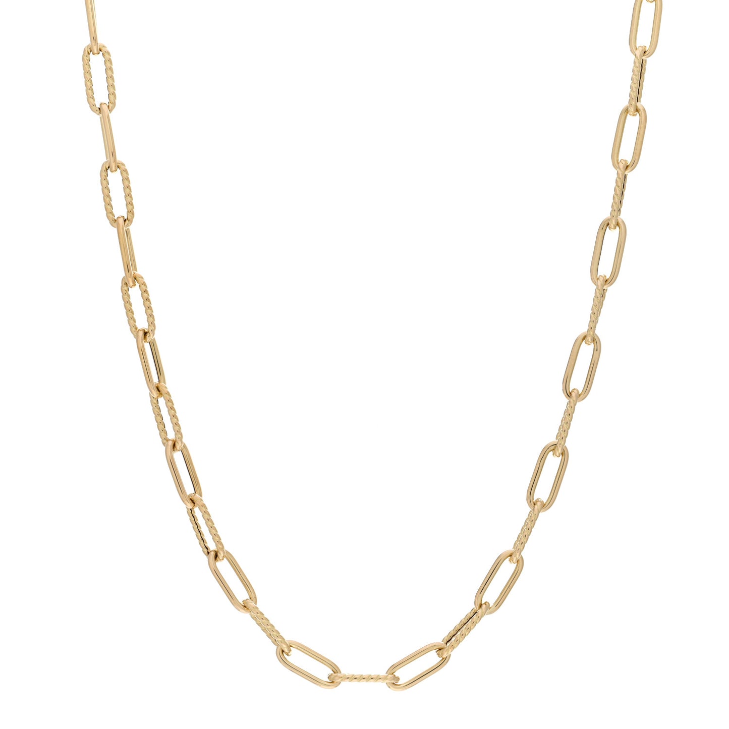 18K Yellow Gold Paper Clip Link Necklace