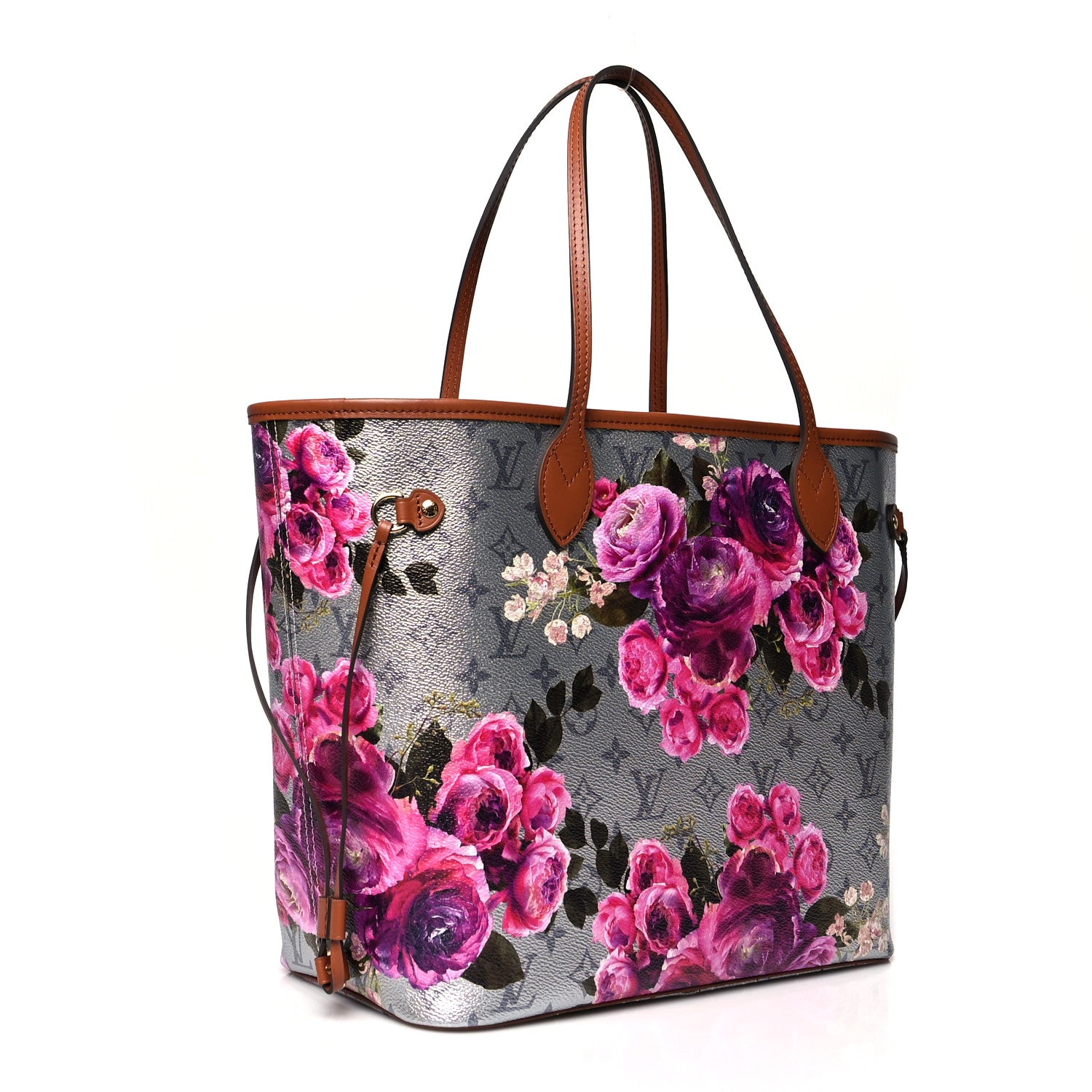 Louis Vuitton Metallic Monogram LV Garden Neverfull MM Silver 4 of 11