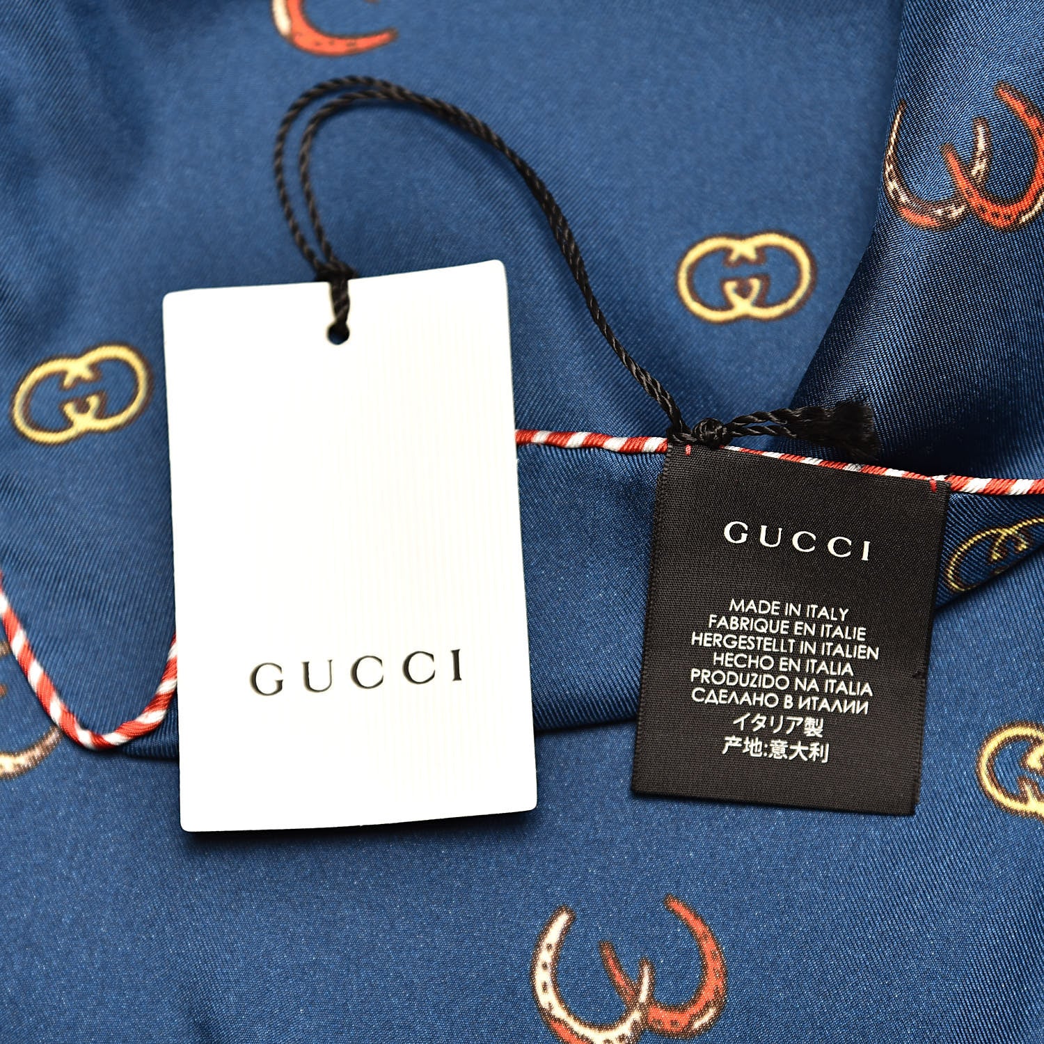Gucci Silk Twill Poket Logos Pocket Square Blue 4 of 4