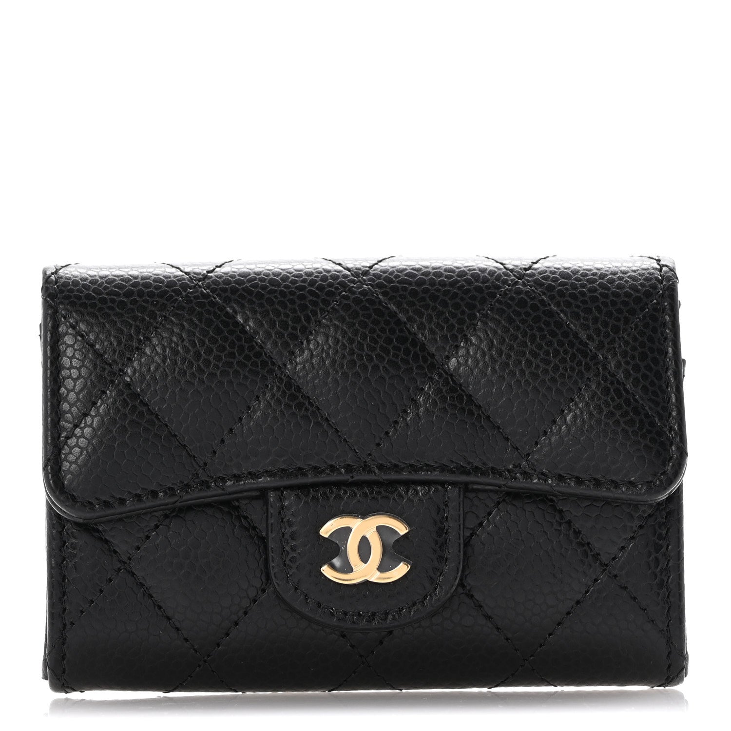 Chanel Caviar Quilted Flap Card Holder Wallet Black 1 of 9