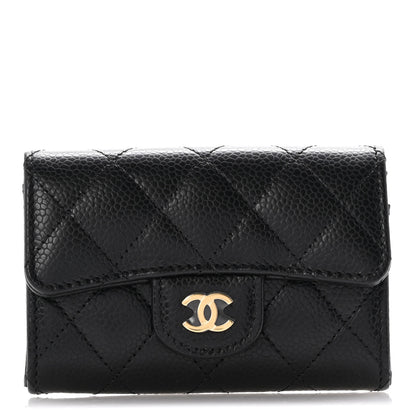 Chanel Caviar Quilted Flap Card Holder Wallet Black 1 of 9