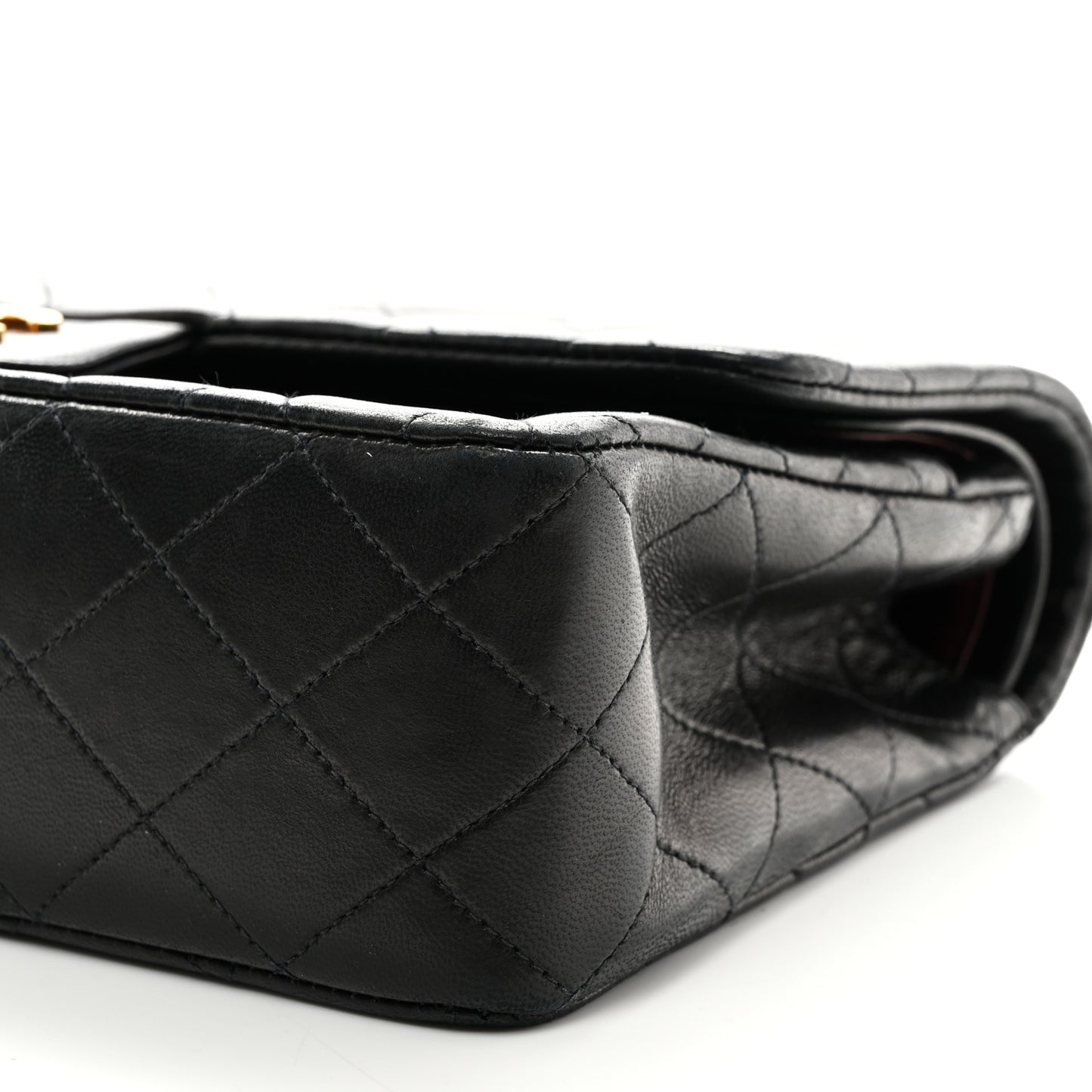 Lambskin Quilted Medium Double Flap Black