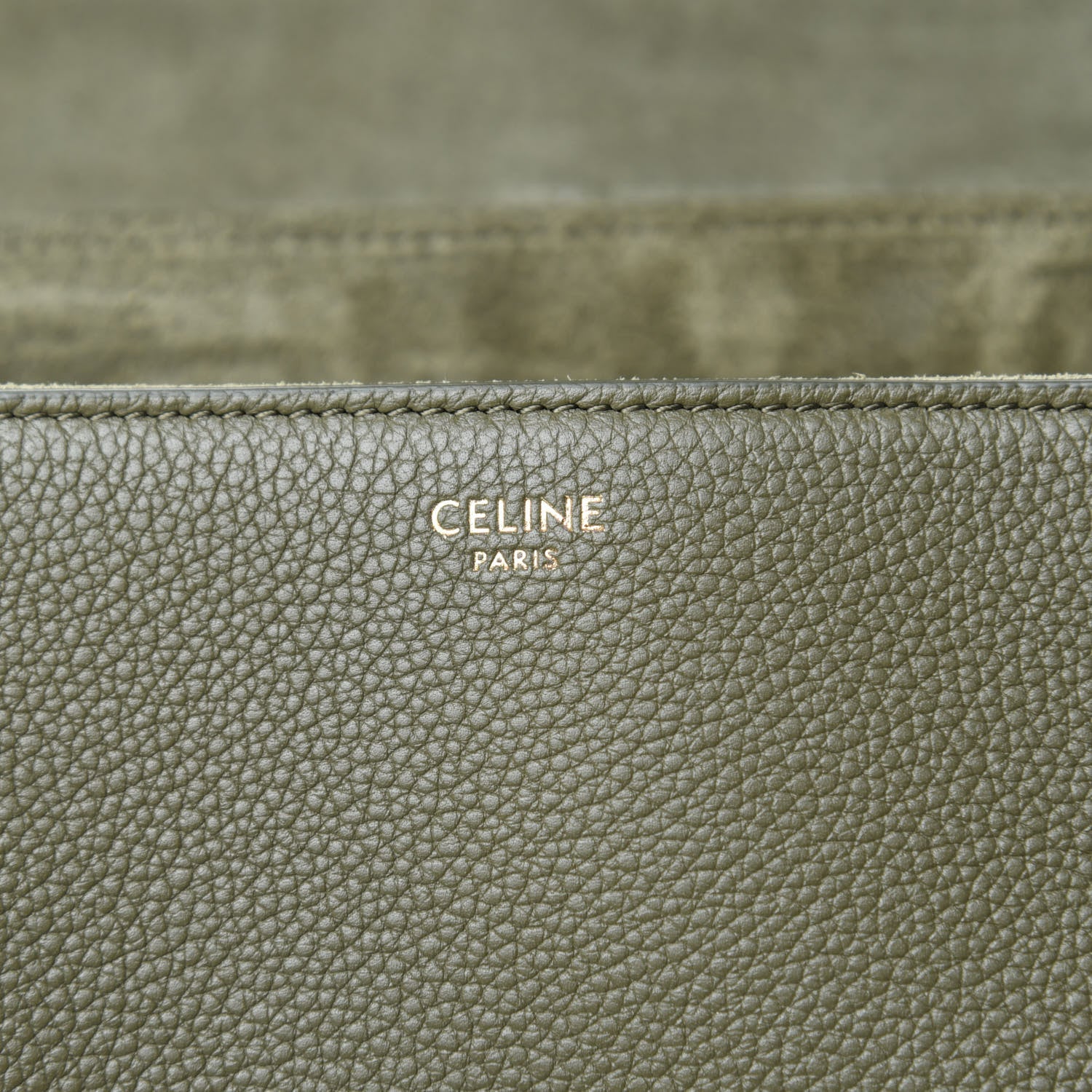Celine Grained Calfskin Medium Soft 16 Bag Dark Olive 8 of 10