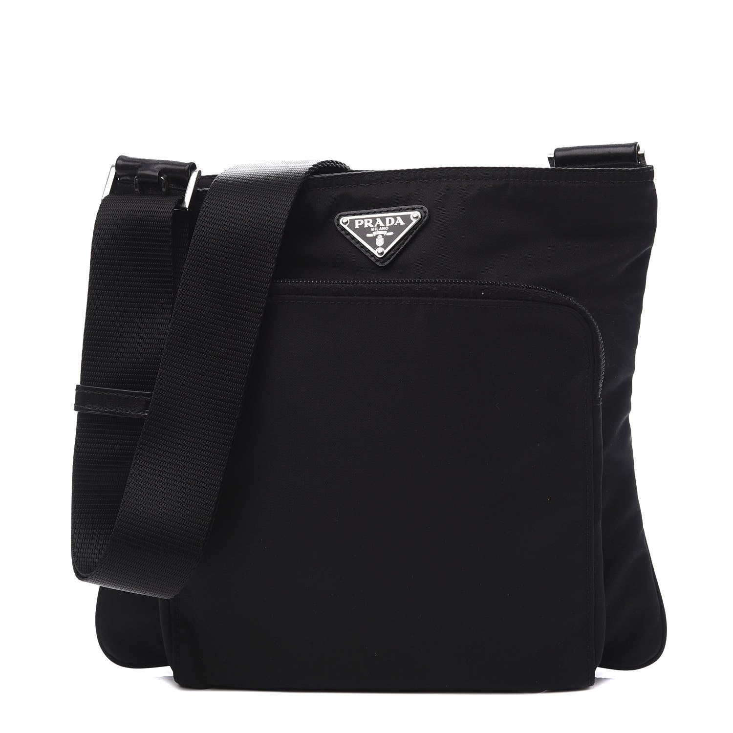 Prada Nylon Vela Flat Messenger Bag Black 1 of 8