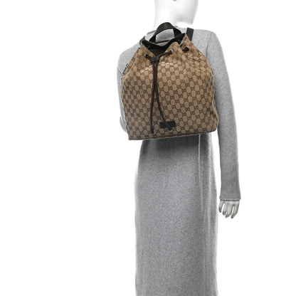 Gucci Monogram Dollar Calfskin O Drawstring Backpack Beige Ebony Testa di Moro Dark Chocolate 2 of 11