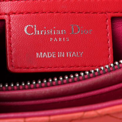 Christian Dior Lambskin Cannage Medium Bi-Color Lady Dior Orange Fuchsia 6 of 15