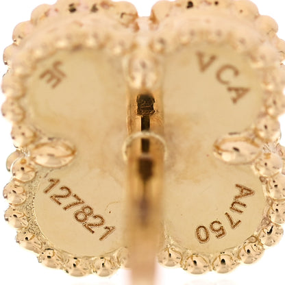 Van Cleef & Arpels 18K Yellow Gold Mother of Pearl Sweet Alhambra Earrings 6 of 7