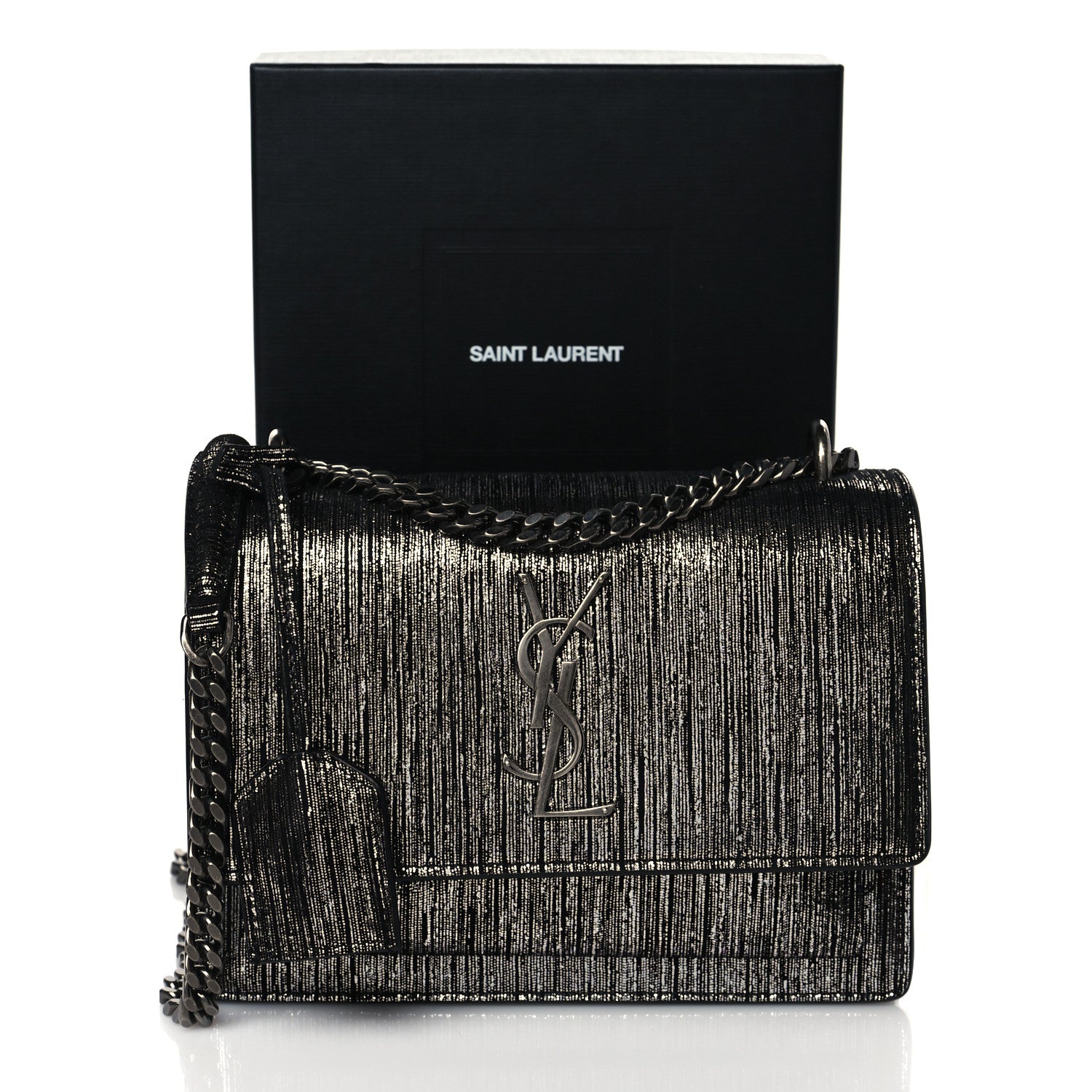 Saint Laurent Metallic Lambskin Lame Small Monogram Sunset Black Platine 10 of 10