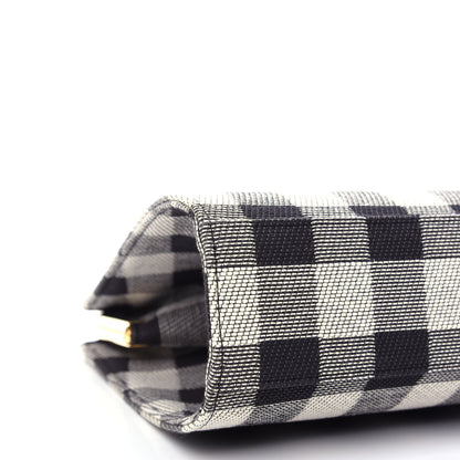 Mansur Gavriel Canvas Check Elegant Top Handle Bag Black White 7 of 9