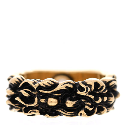 Gucci Metal Lion Mane Ring M Aged Gold 1 of 6