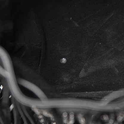 Saint Laurent Calfskin Studded Small Emmanuelle Fringe Bucket Bag Black 9 of 13
