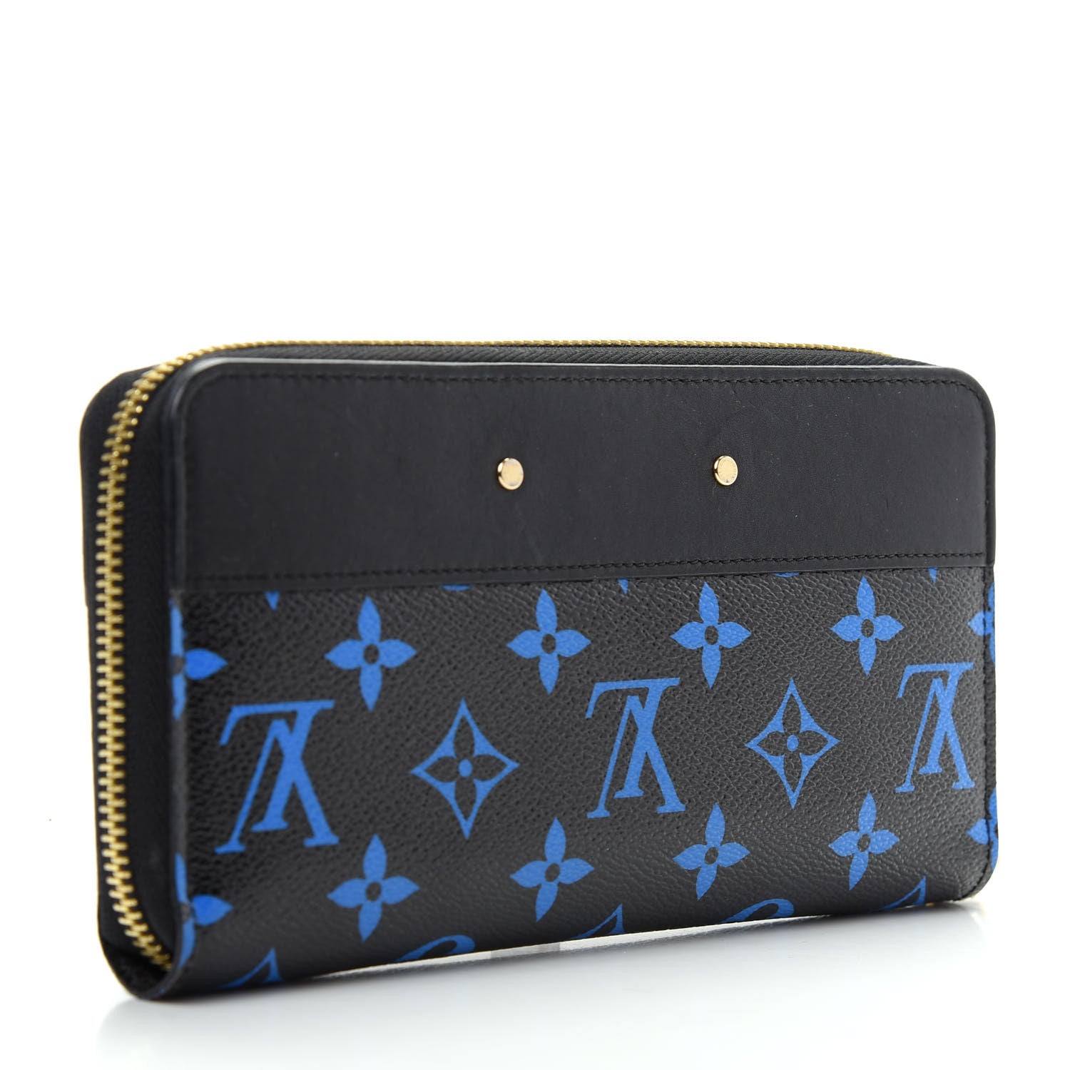 Louis Vuitton Calfskin Colored Monogram Zippy Wallet Blue Black 3 of 7