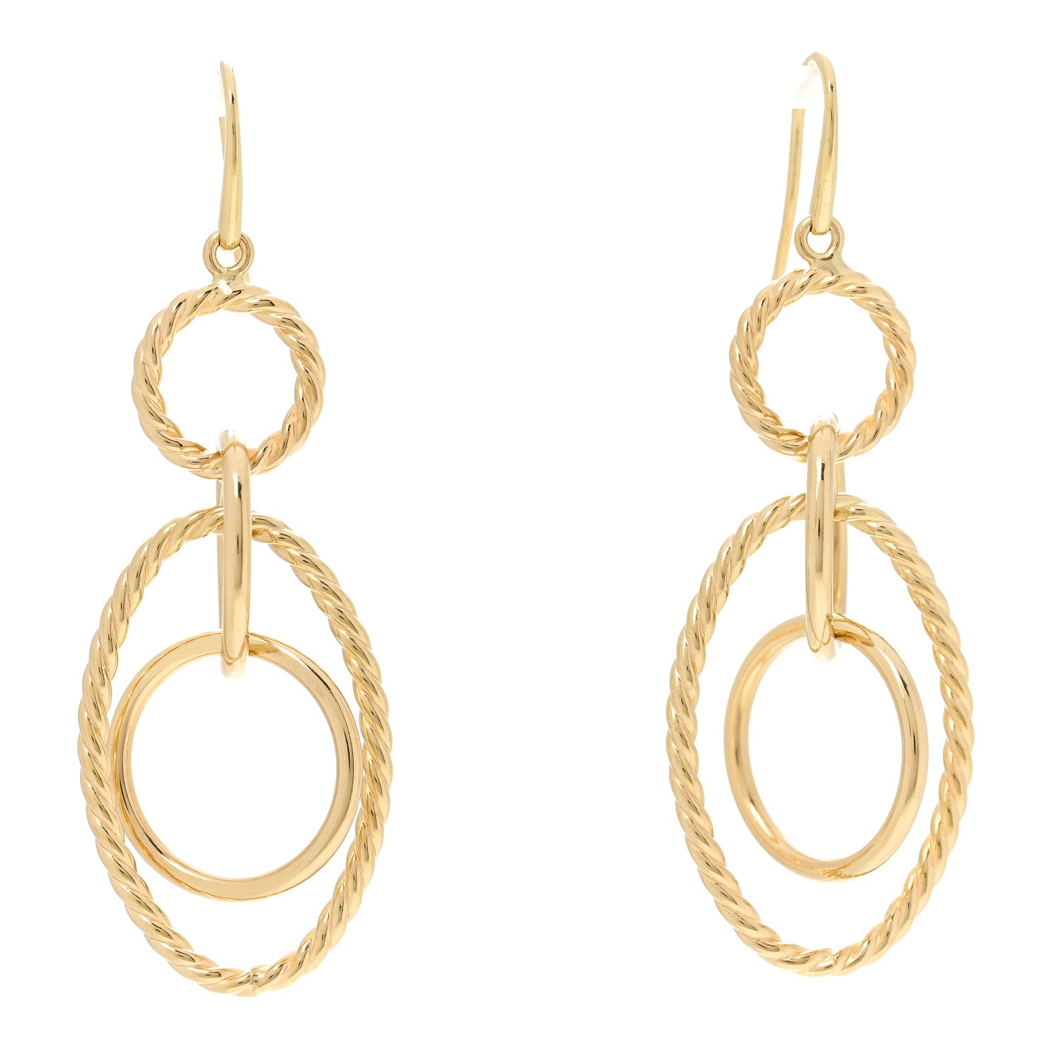 David Yurman 18K Yellow Gold Mobile Oval Drop Earrings 1 of 4