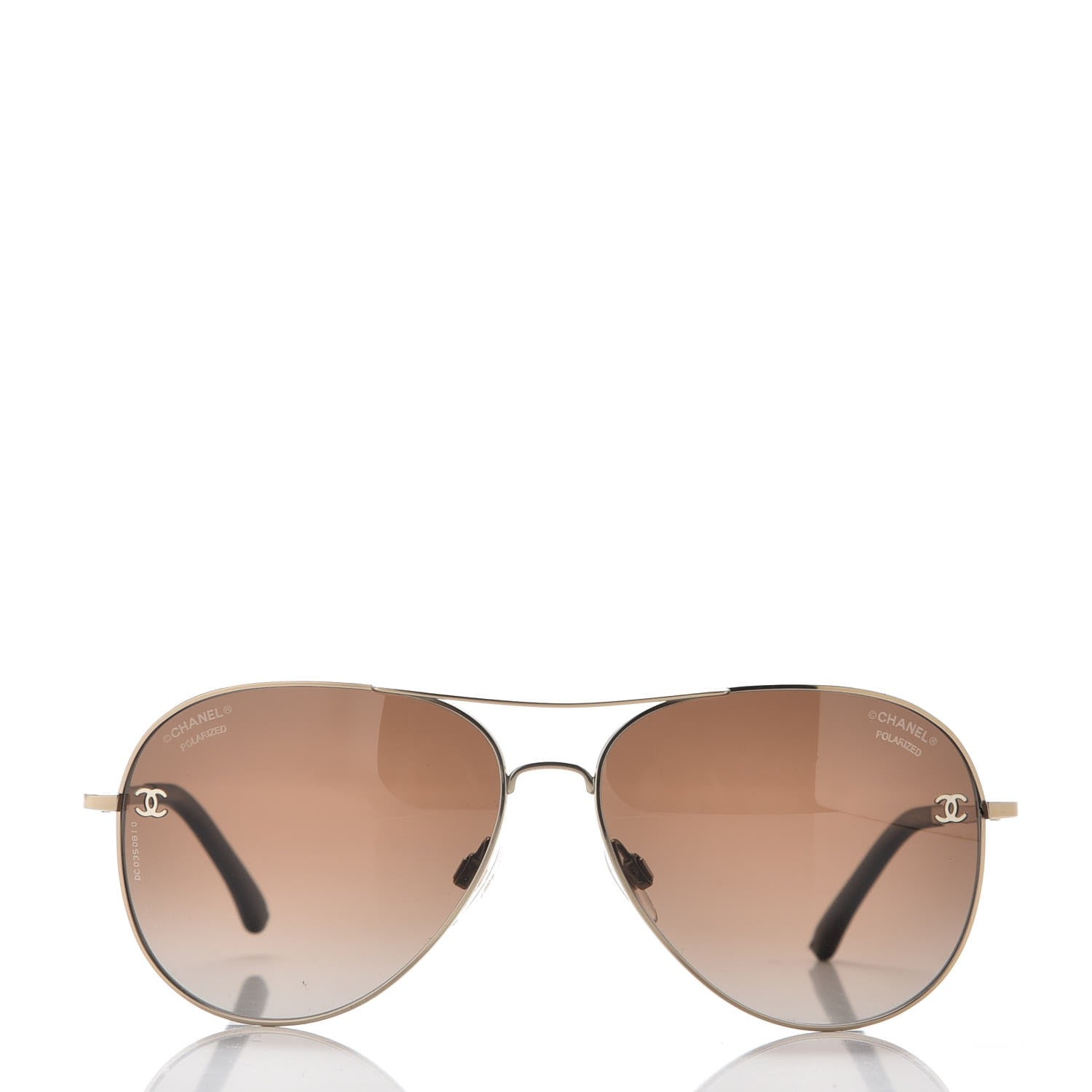 Chanel Polarized CC Aviator Sunglasses 4189-T-Q Pale Gold 2 of 9