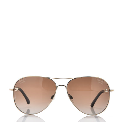 Chanel Polarized CC Aviator Sunglasses 4189-T-Q Pale Gold 2 of 9