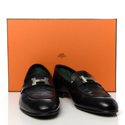 Hermes Goatskin Mens Paris Loafers 38 Black 10 of 10