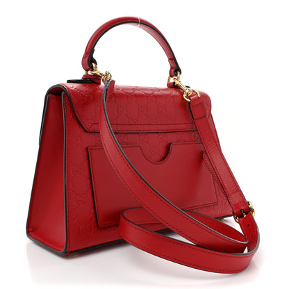 Gucci Guccissima Signature Small Padlock Top Handle Bag Hibiscus Red 2 of 11