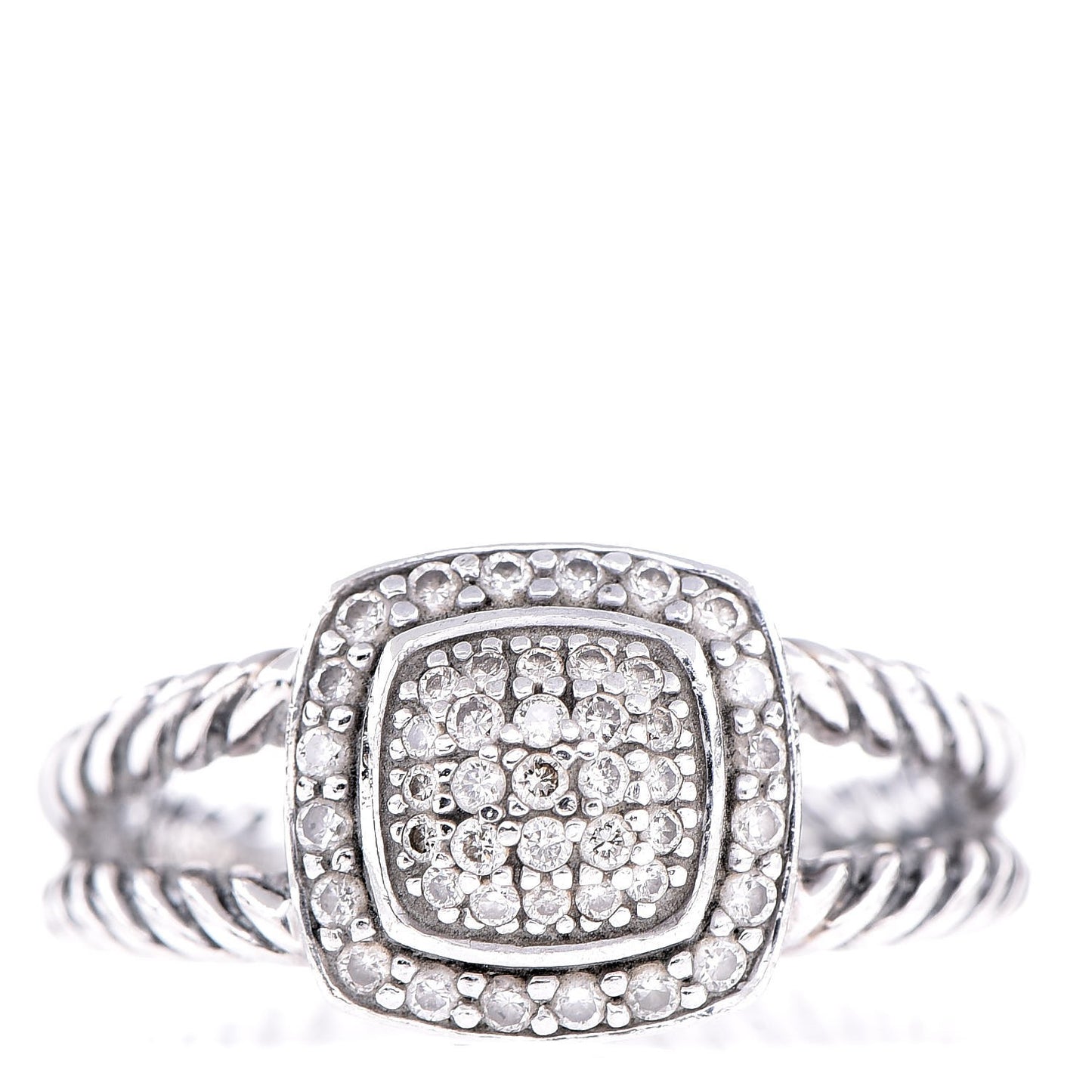 Sterling Silver Diamond 7mm Petite Albion Pave Ring 57 8