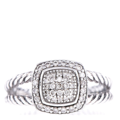 David Yurman Sterling Silver Diamond 7mm Petite Albion Pave Ring 57 8 7 of 12