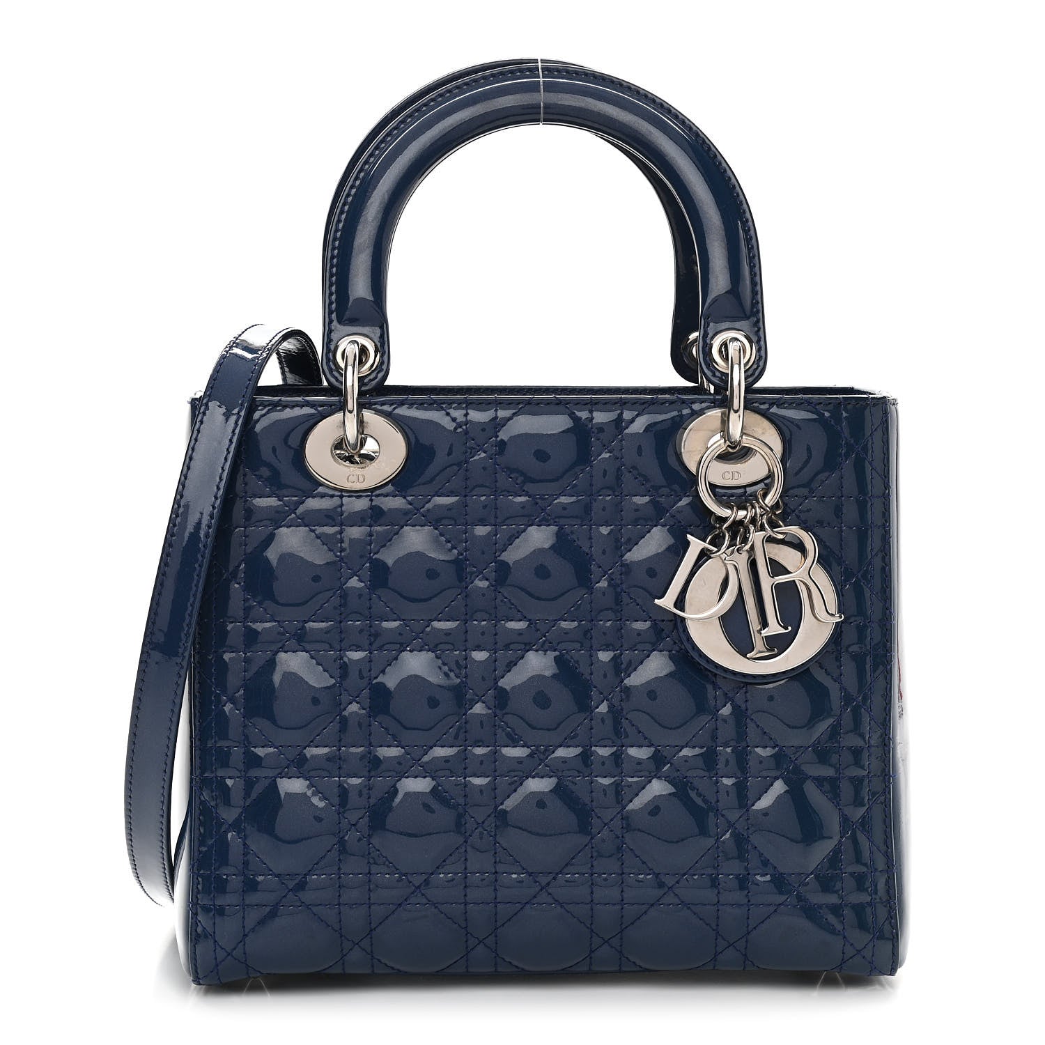 Christian Dior Patent Cannage Medium Lady Dior Blue 1 of 11
