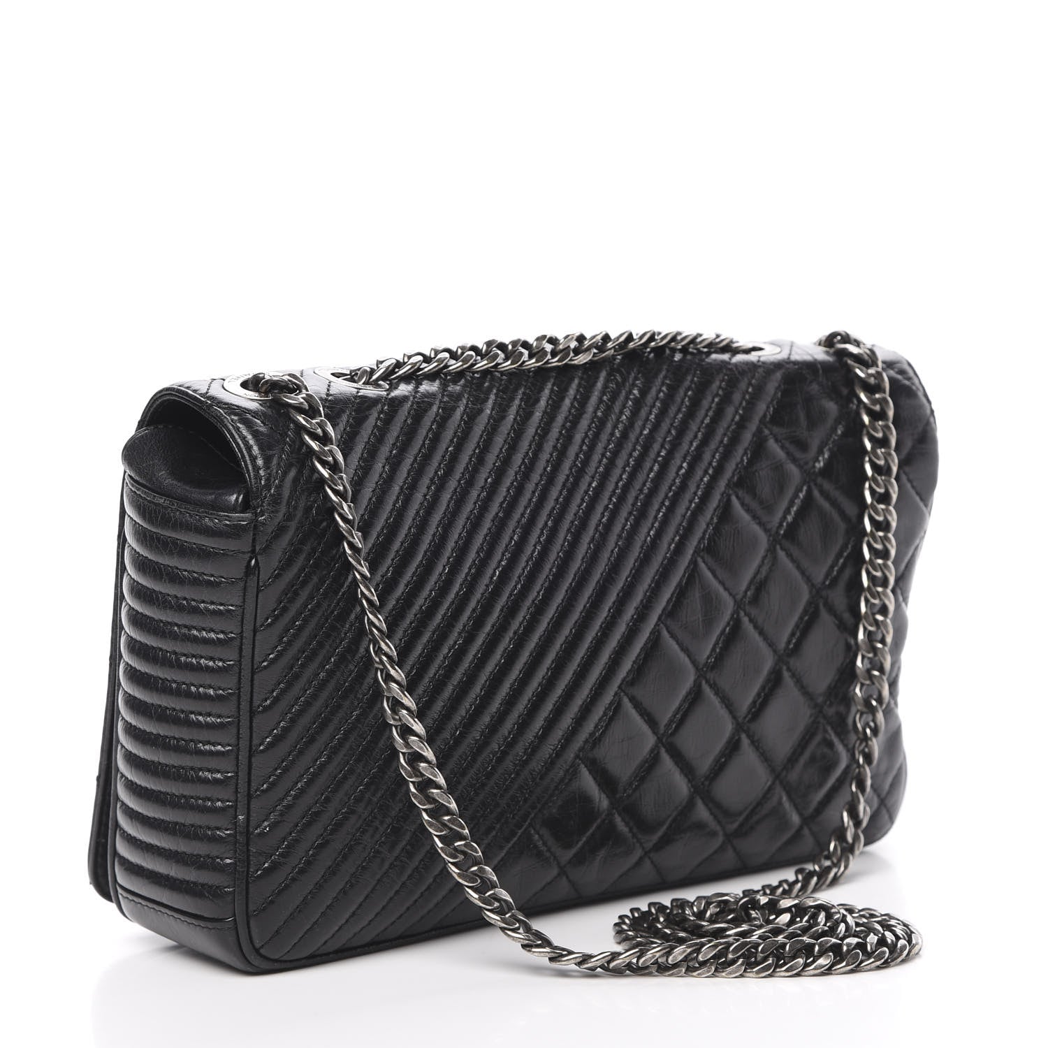 Chanel Glazed Calfskin Quilted Medium Coco Boy Flap Black 2 of 18
