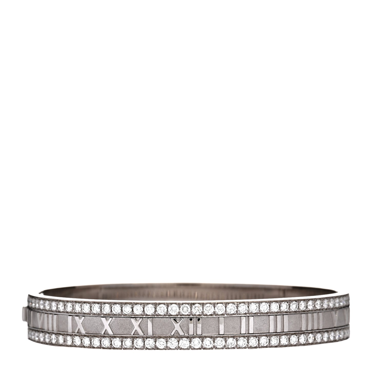 18K White Gold Diamond Atlas Hinged Bangle Bracelet