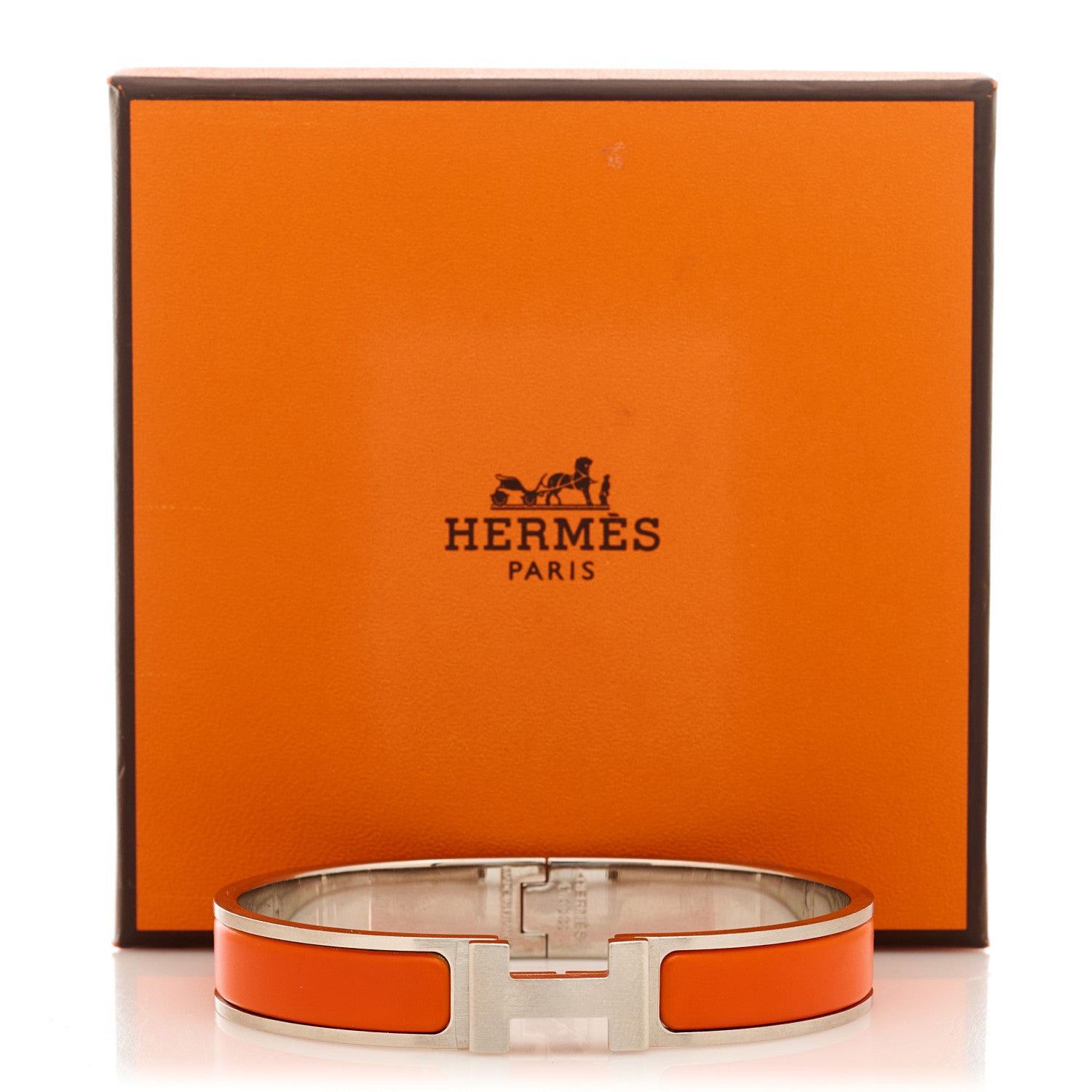 Hermes Matte Enamel Narrow Clic Clac HH Bracelet T6 Orange 5 of 5