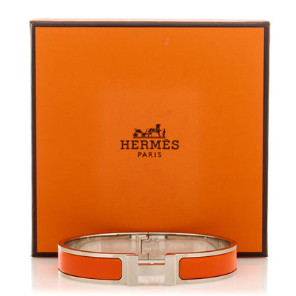 Hermes Matte Enamel Narrow Clic Clac HH Bracelet T6 Orange 5 of 5