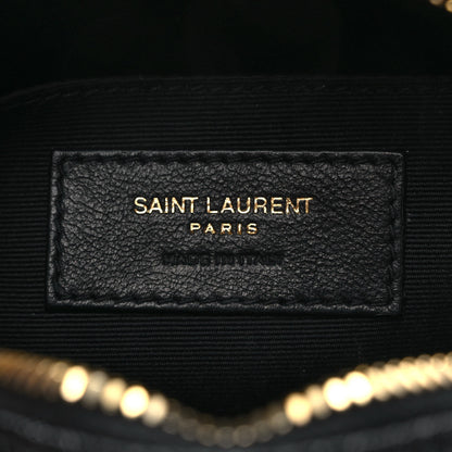 Saint Laurent Grain De Poudre Matelasse Chevron Quilted Round Vinyle Camera Bag Black 6 of 10