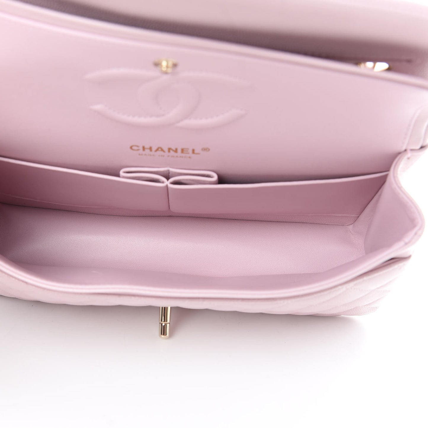 Caviar Quilted Medium Double Flap Light Pink