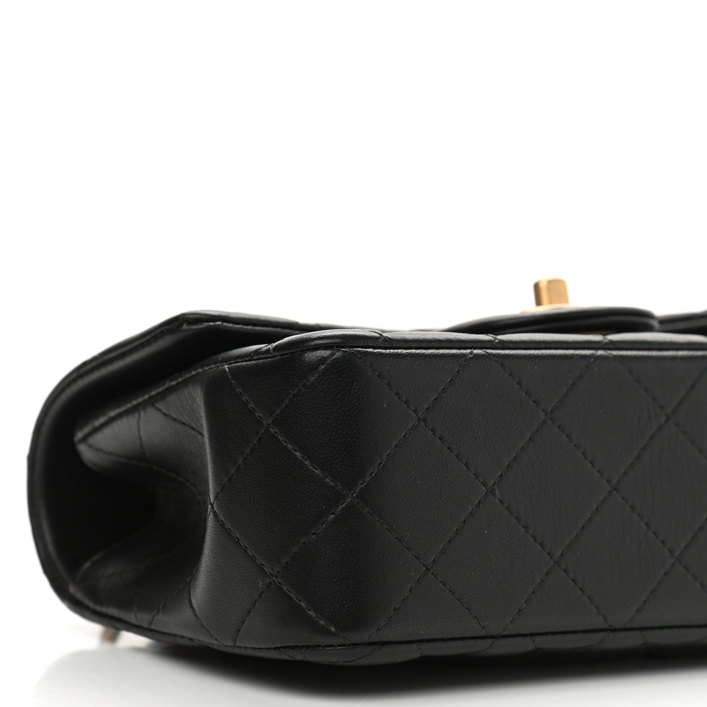 Lambskin Quilted Mini Top Handle Rectangular Flap Black