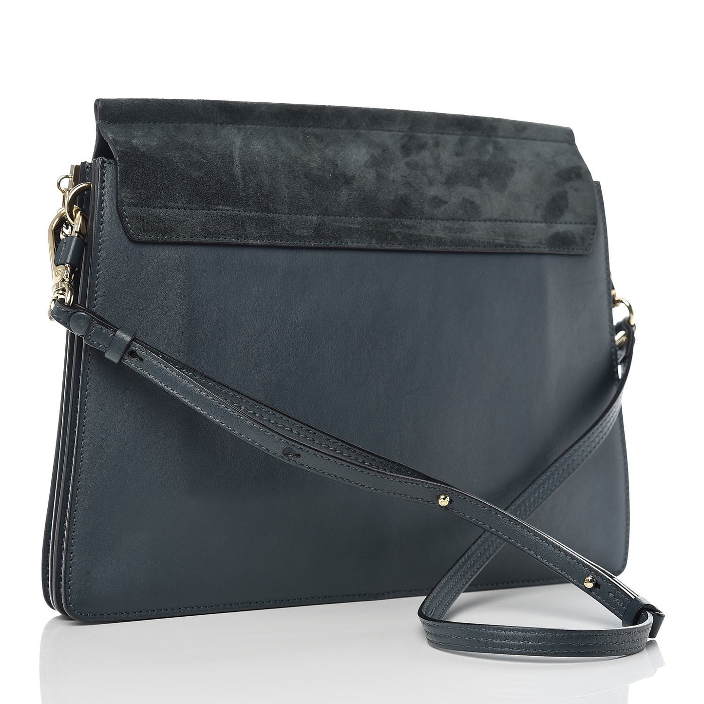 Suede Calfskin Medium Faye Shoulder Bag Silver Blue