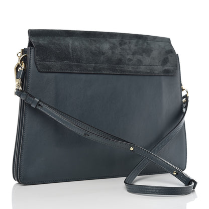 Chloe Suede Calfskin Medium Faye Shoulder Bag Silver Blue 3 of 16