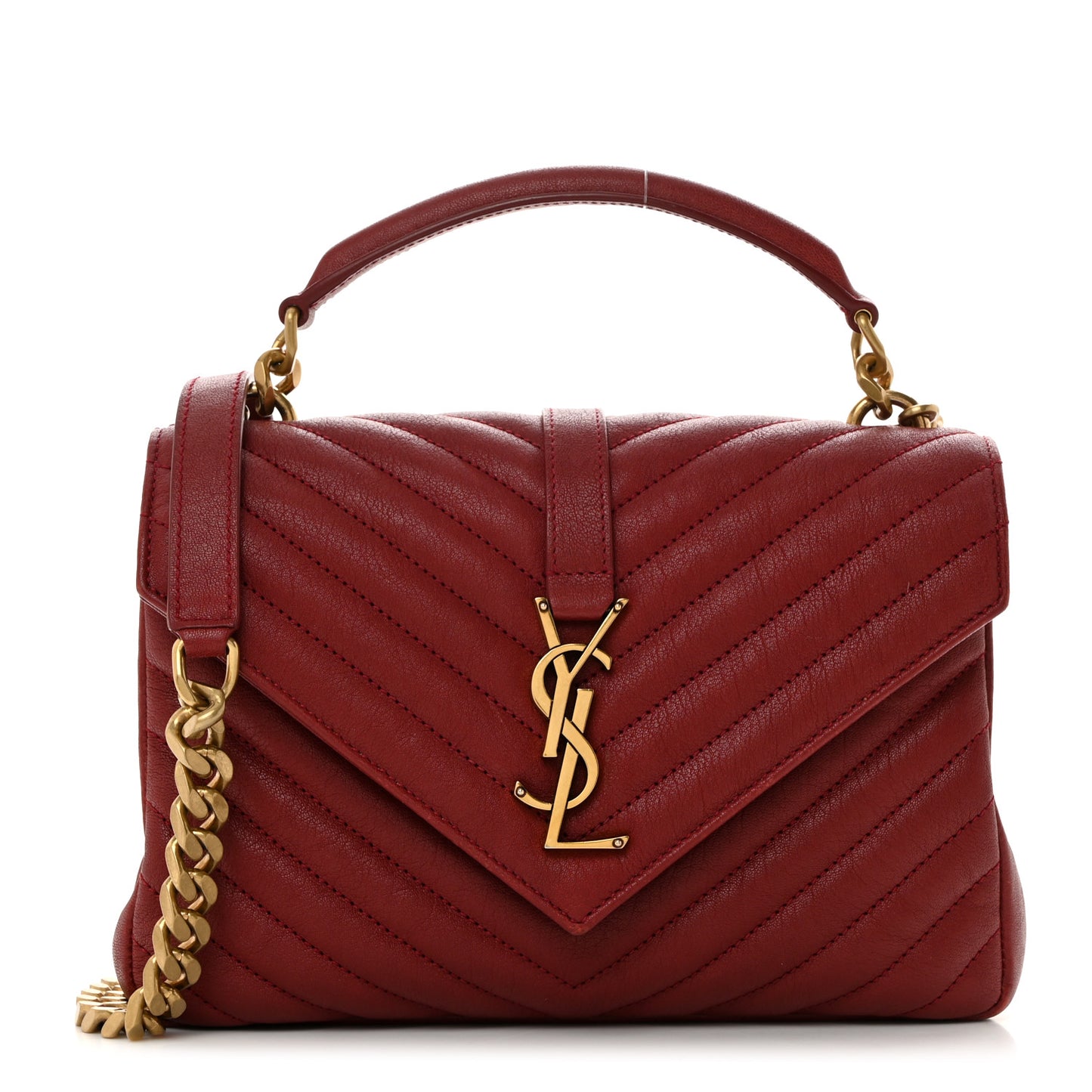 Sheepskin Matelasse Chevron Monogram Medium College Bag Opyum Red