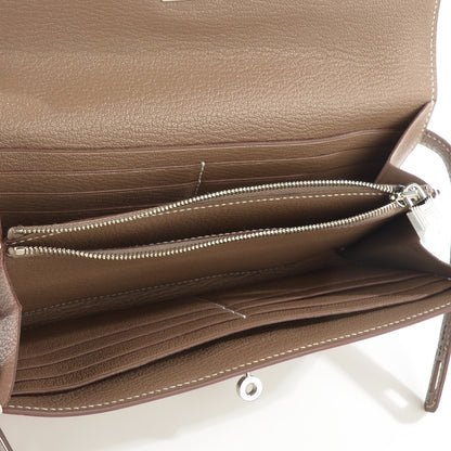 Hermes Chevre Mysore Kelly Longue Wallet Etoupe 9 of 12