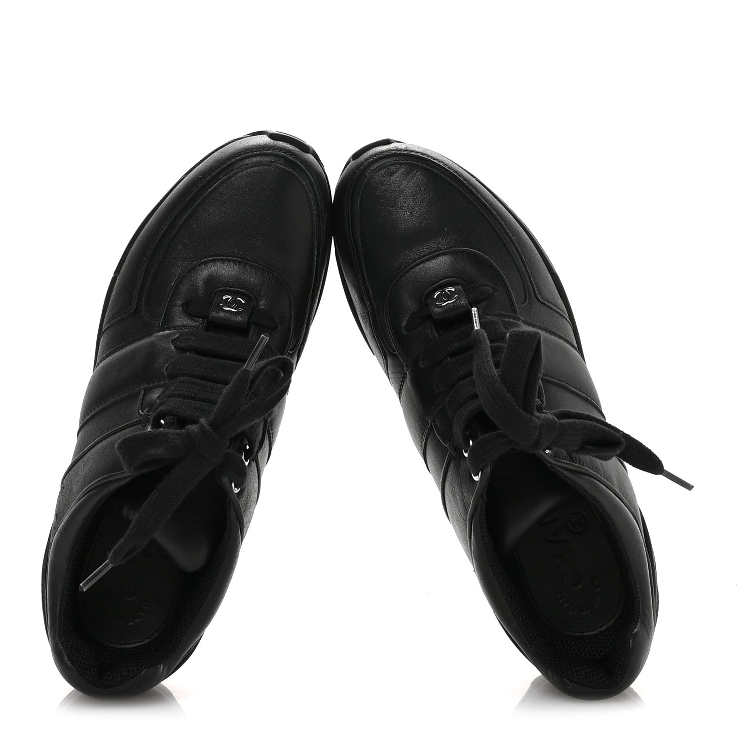 Chanel Calfskin Tweed Womens Sneakers 37 Black 2 of 8